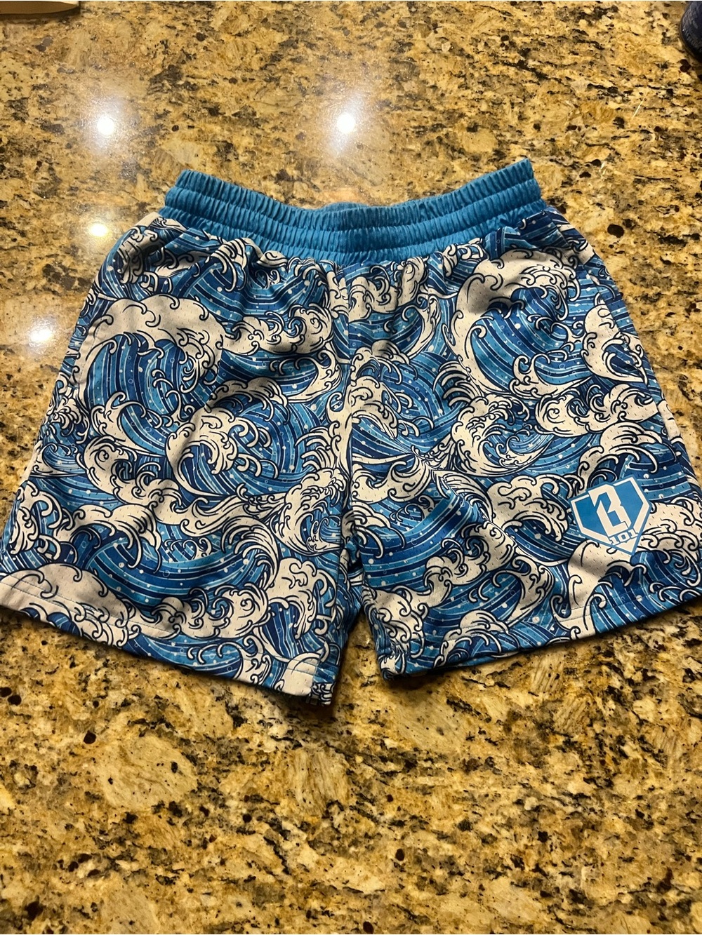 Kids Blue Wave Print Shorts
